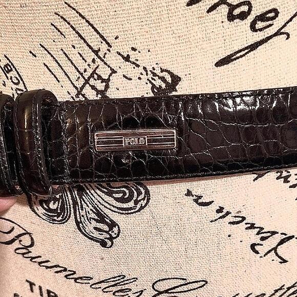 Polo by Ralph Lauren Black Crocodile Leather Belt. Size 34. Good Condition - Picture 2 of 9